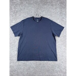 Open Edit Mens Large T-Shirt Navy Blue Short Sleeve Crew Neck Cotton Solid